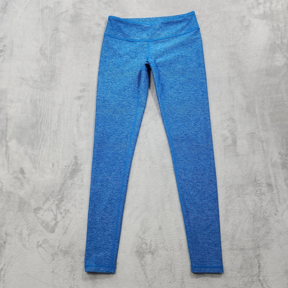 Zella Leggings Womens S Blue Stripe Knit Ankle Stretch Yoga Gym Workout Running